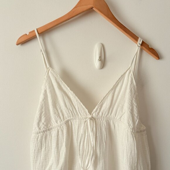Zara Gauze Crinkle Spaghetti Strap Mini Dress White NWOT Size Medium - Picture 3 of 7